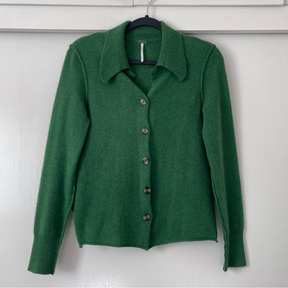 New Free People Paloma Cashmere Cardi SMALL Green